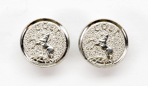 Colt Factory Original Grip Medallions Nickel VINTAGE SMOOTH BACK
