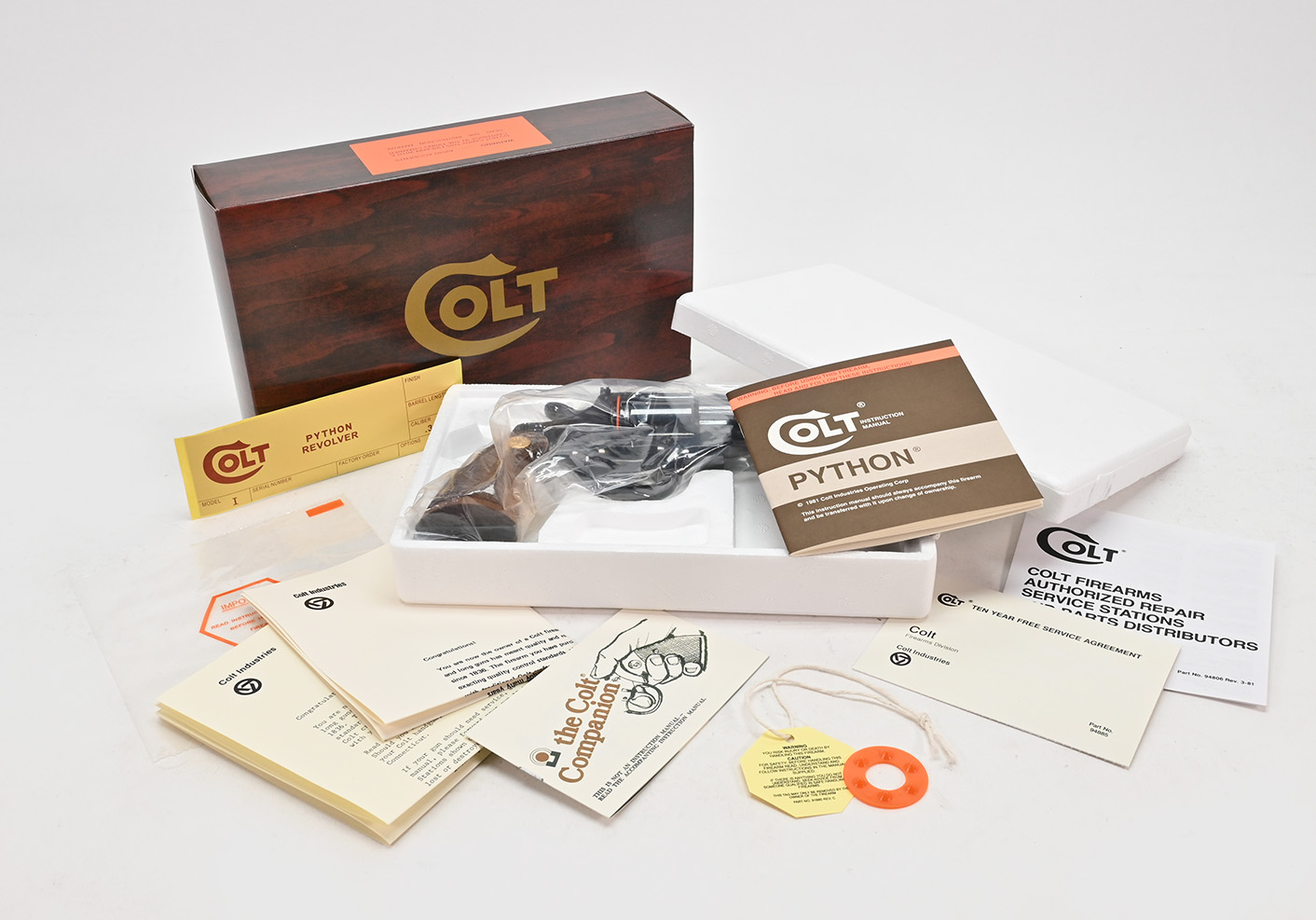 Colt Python 3 Inch 1981 Wood Grain Foam Insert Box And Paperwork ...