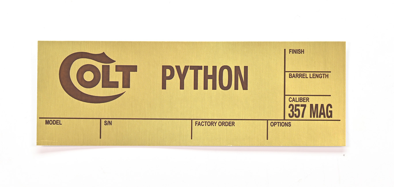 Colt Gold Foil Box Label For Python (Brown Letters). For Wood Grain Box ...