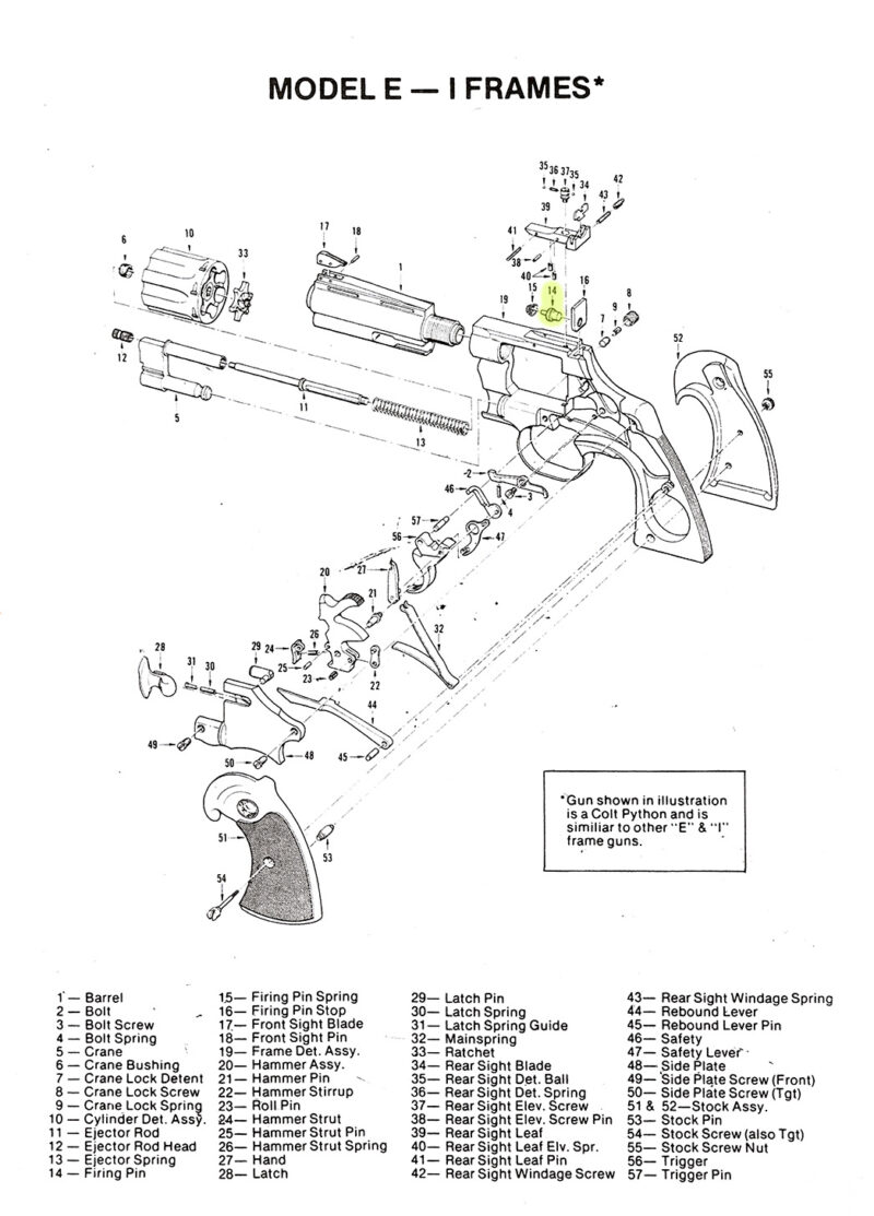 Colt Python I-E Frame Firing Pin. Part No. 51231