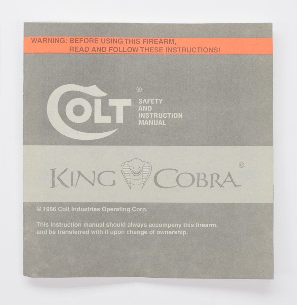 Colt 1986 Colt King Cobra Instruction Manual MPN #94908