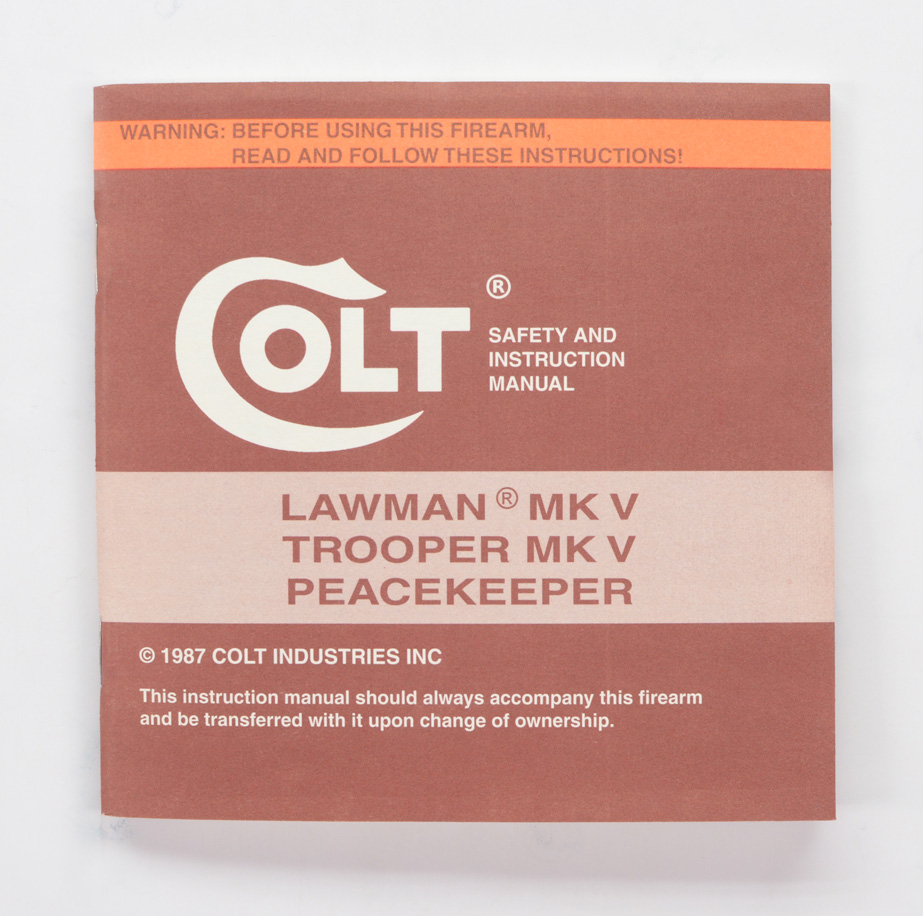 Colt 1987 Colt Lawman MK V, Trooper MK V Instruction Manual MPN #94879A