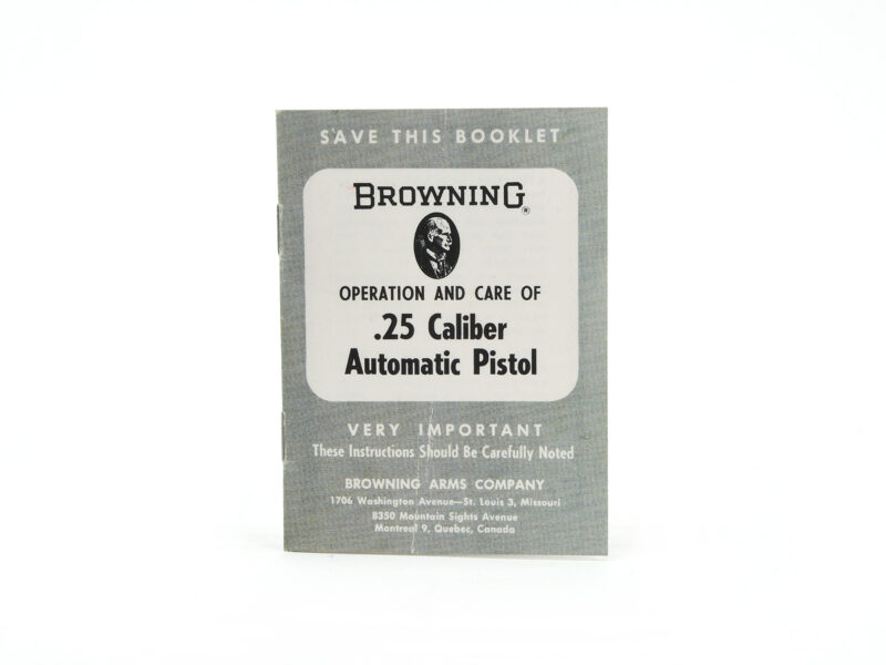 Browning .25 Caliber Automatic Pistol Manual Part 3-66-25M Image 1