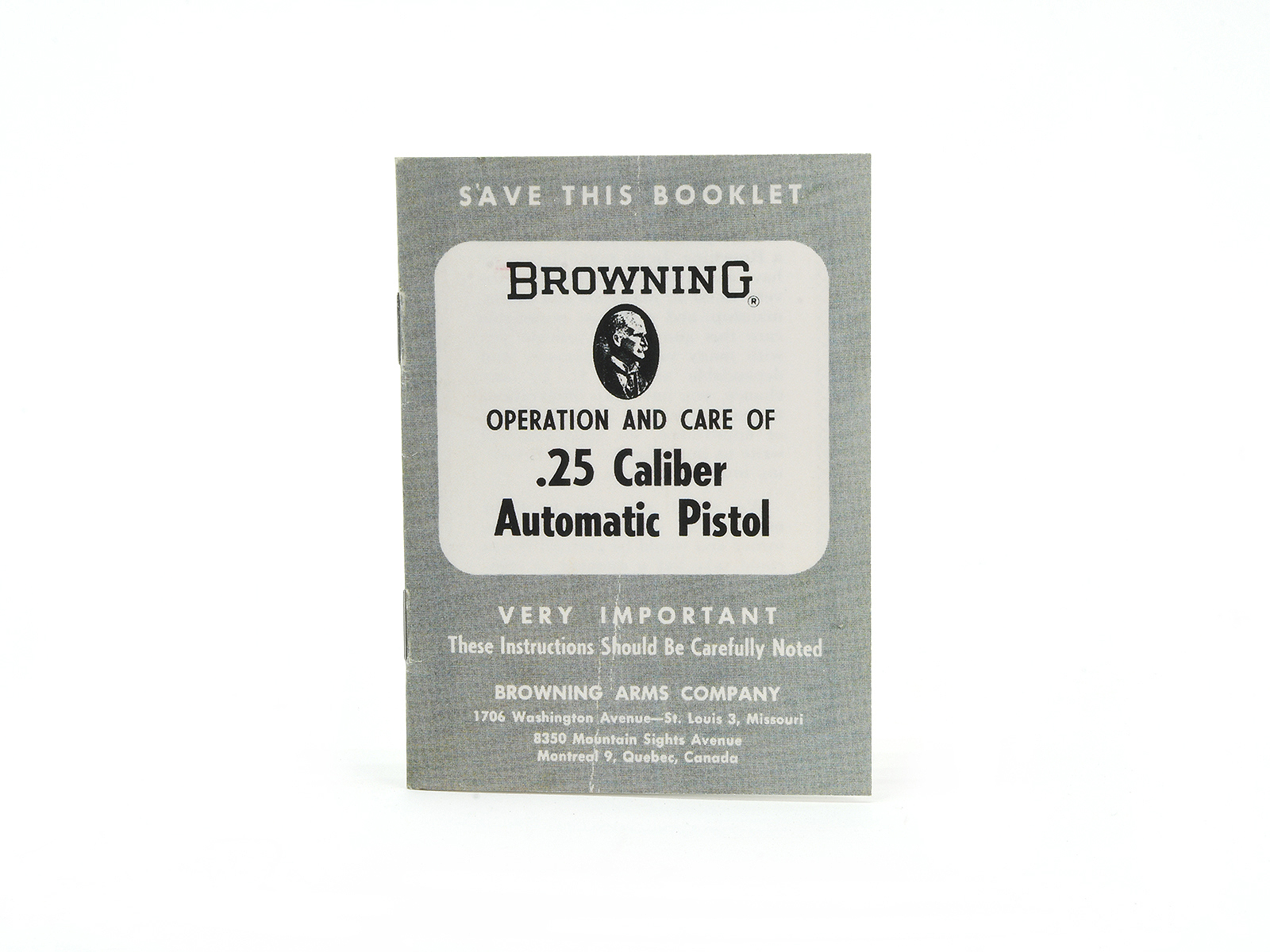 Browning .25 Caliber Automatic Pistol Manual Part 3-66-25M Image 1