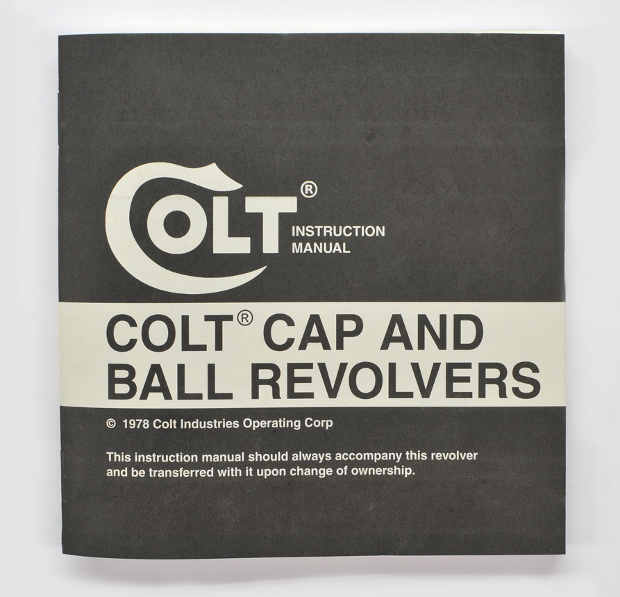 Colt 1978 Cap And Ball Revolver Instruction Manual MPN #94867