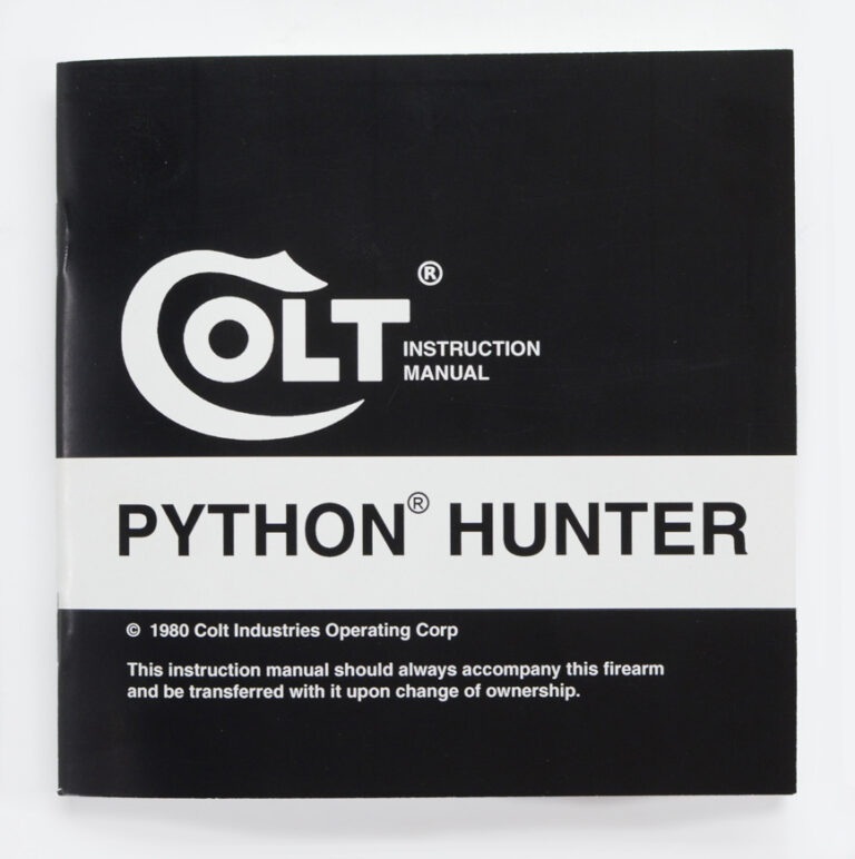 Colt 1980 Colt Python Hunter Instruction Manual MPN #94875 - Custom Shop