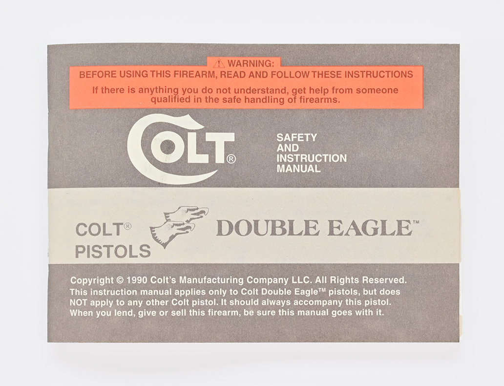 Colt 1990 Double Eagle Instruction Manual MPN #94919