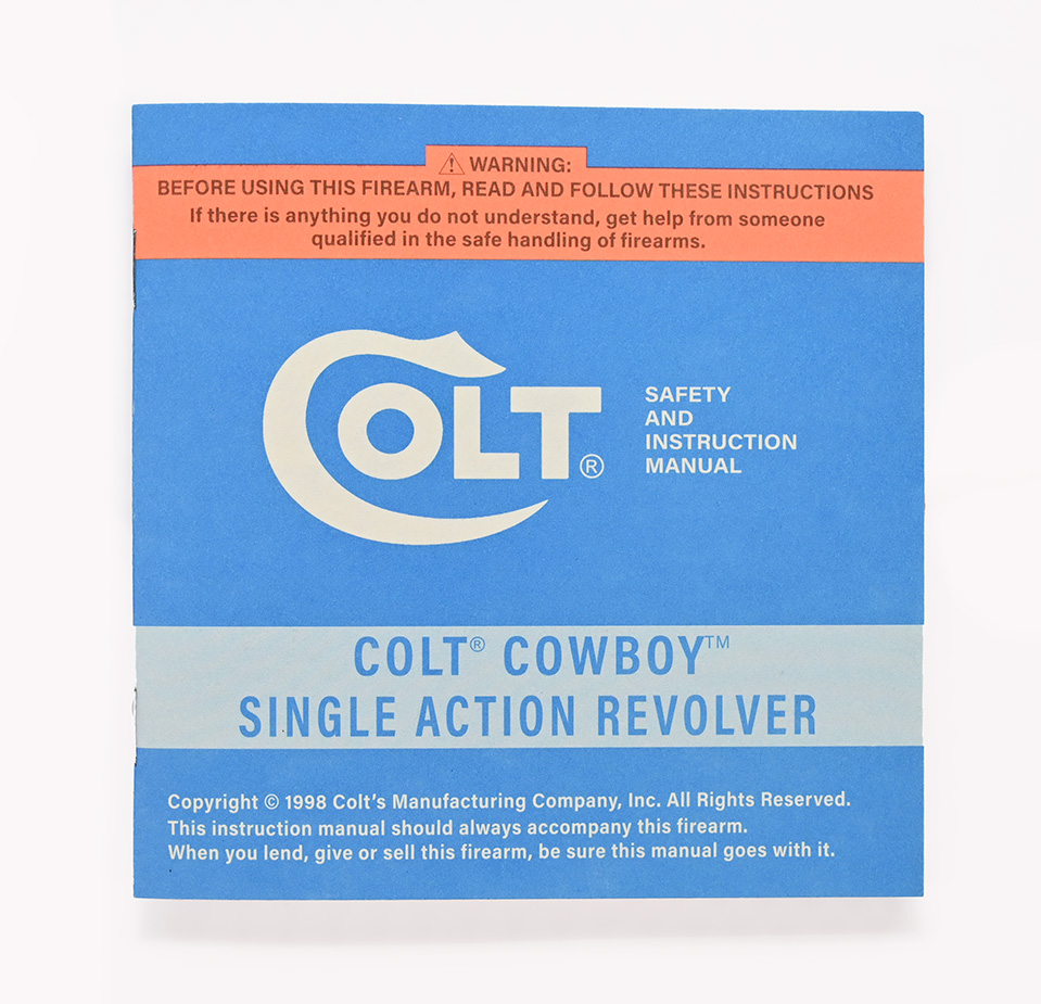 Colt 1998 Colt Cowboy Single Action Revolver Instruction Manual MPN #96170