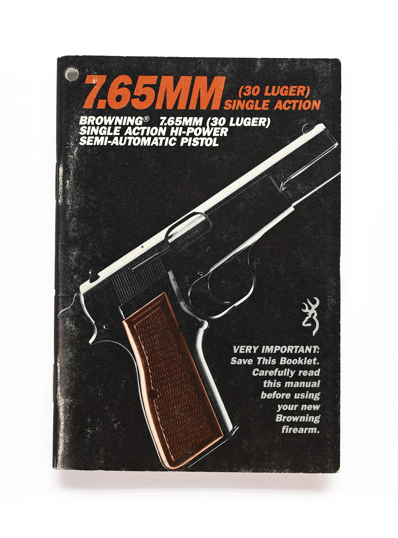 Vintage Browning 7.65mm (30 Luger) Single Action Hi-Power Pistol Manual. v. PP86062