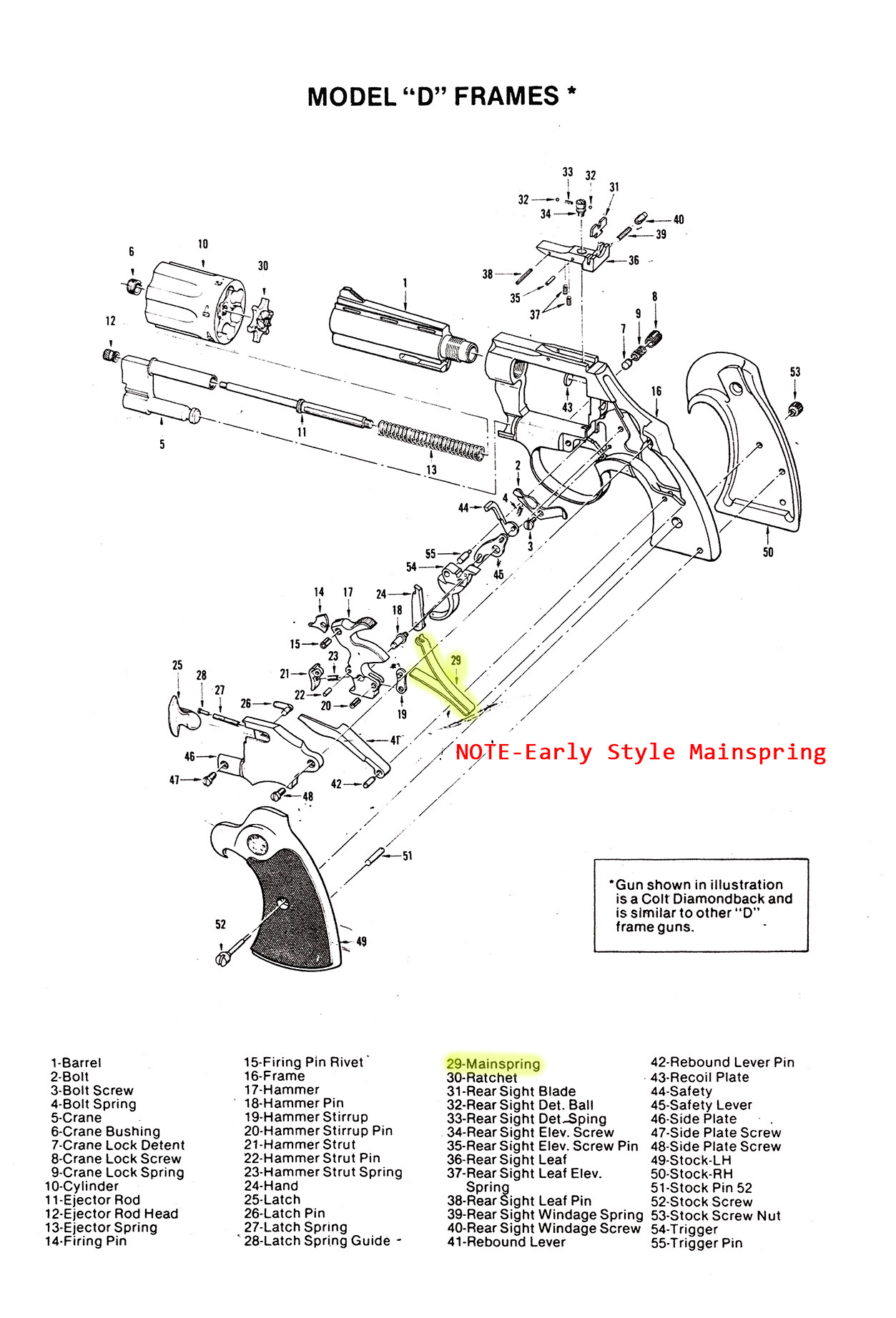 Colt D-Frame Mainspring W/Stud