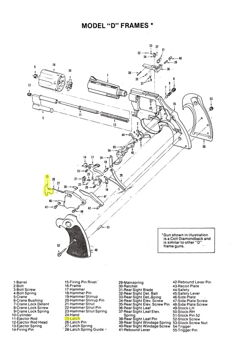 Colt D-Frame Latch (Cyl. Release). Part No. 56089 *25