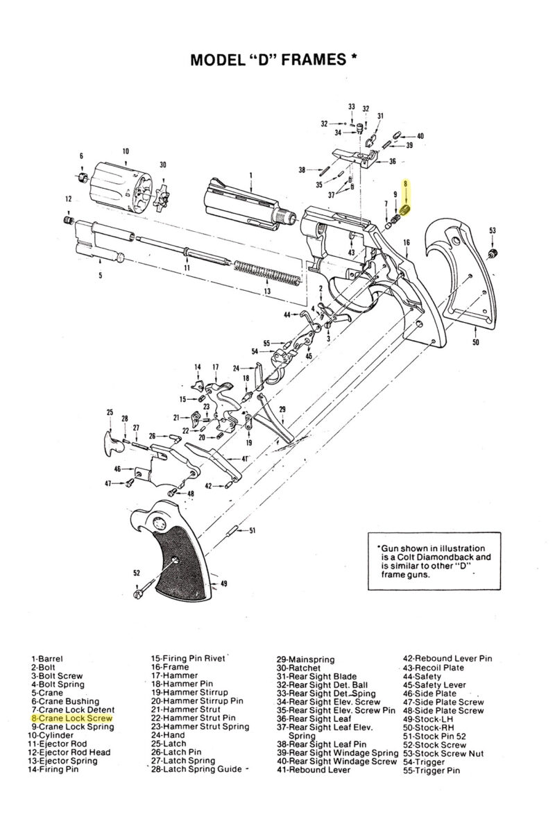Colt D-Frame Crane Lock Screw. Part No. 56079B *8