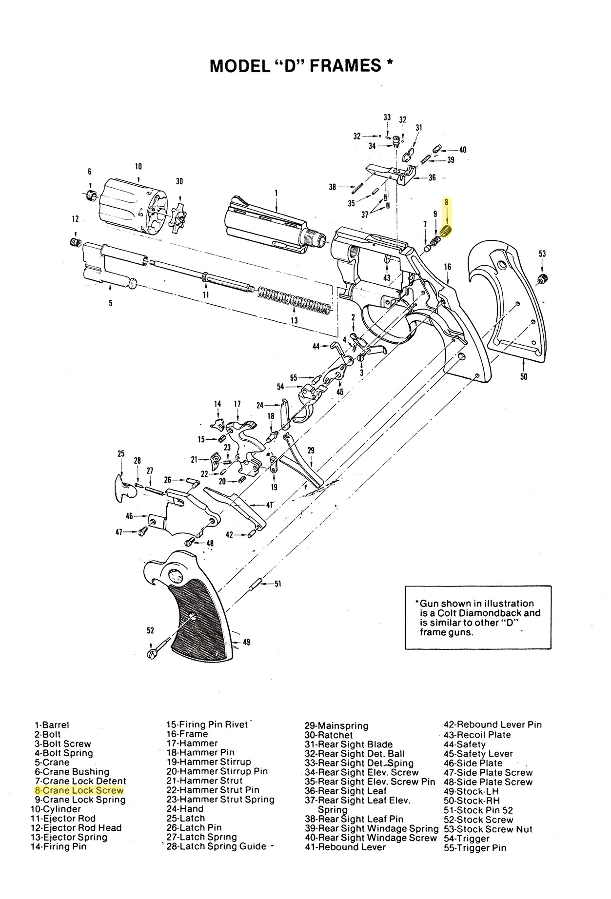 Colt D-Frame Crane Lock Screw. Part No. 56079B *8