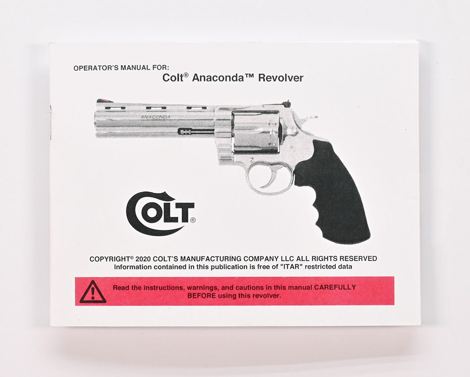 Colt 2020 Colt Anaconda Instruction Manual MPN #96079