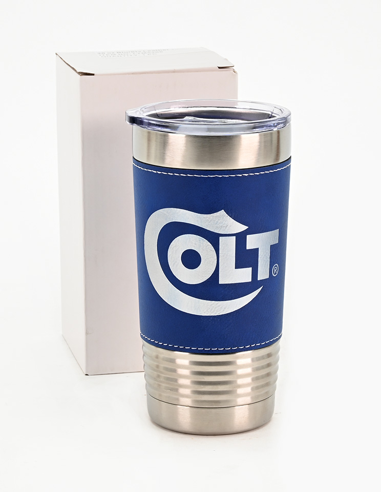 Colt Serpentine Logo 20oz Blue Leatherette Tumbler