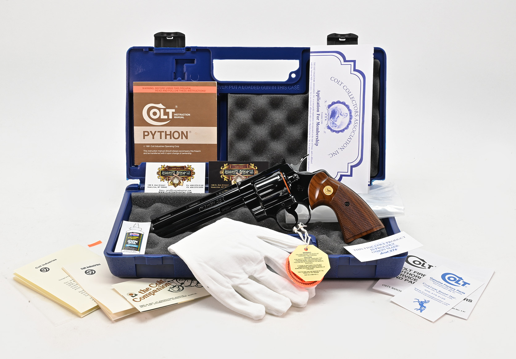 Colt Python 357 Magnum Box View 6 Inch Blue Hard Case