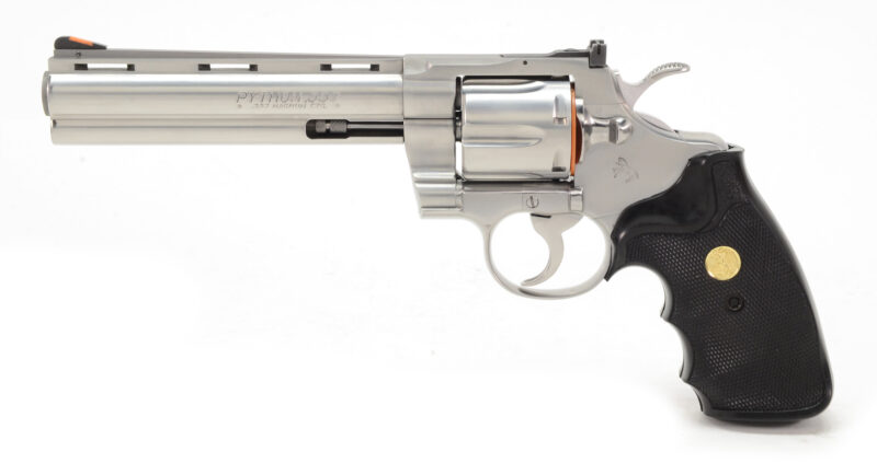 1991 Colt Python .357 Magnum 6" Satin Stainless Side View