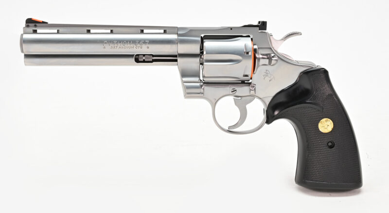 1989 Colt Python .357 Magnum 6" Satin Stainless Side View