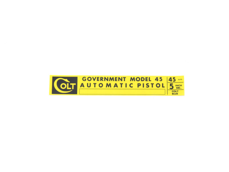 Colt Government Model 45 5Inch Barrel Blue Box Label