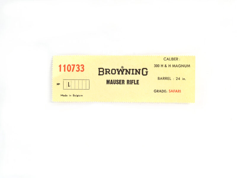 Browning .300 H&H Magnum Safari 110733 Box Label