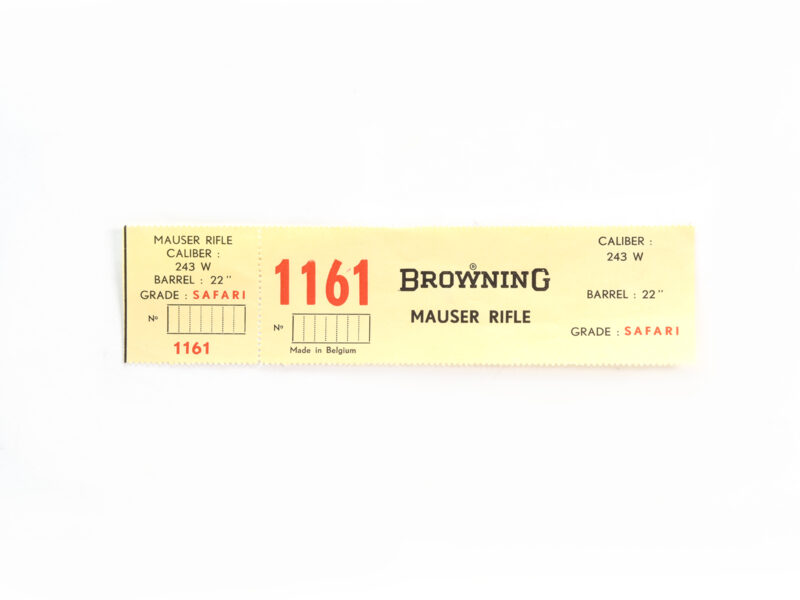Browning .243 Winchester Safari Box Label 1161