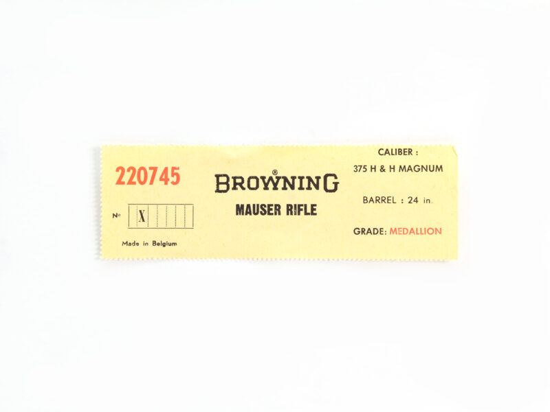 Browning .375 H&H Magnum Medallion Box Label 220745