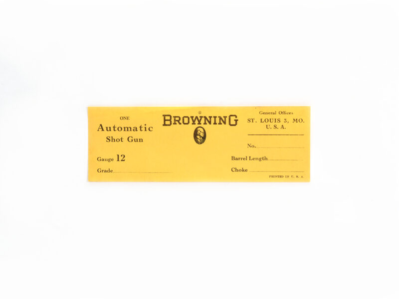 Browning 12 Gauge Shotgun Box Label Empty