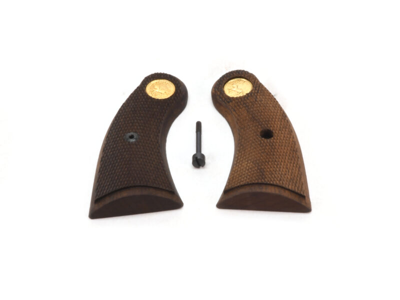 Colt Police Positive checkered Walnut Grips W Gold Medallions Product Image 1