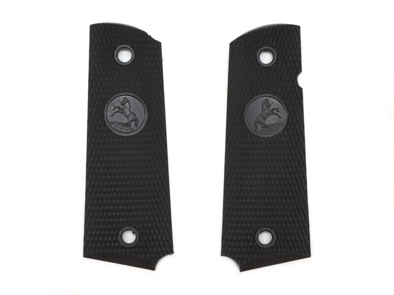 Colt 1911 Black Rubber Grips With Rampant Stallion Image 1