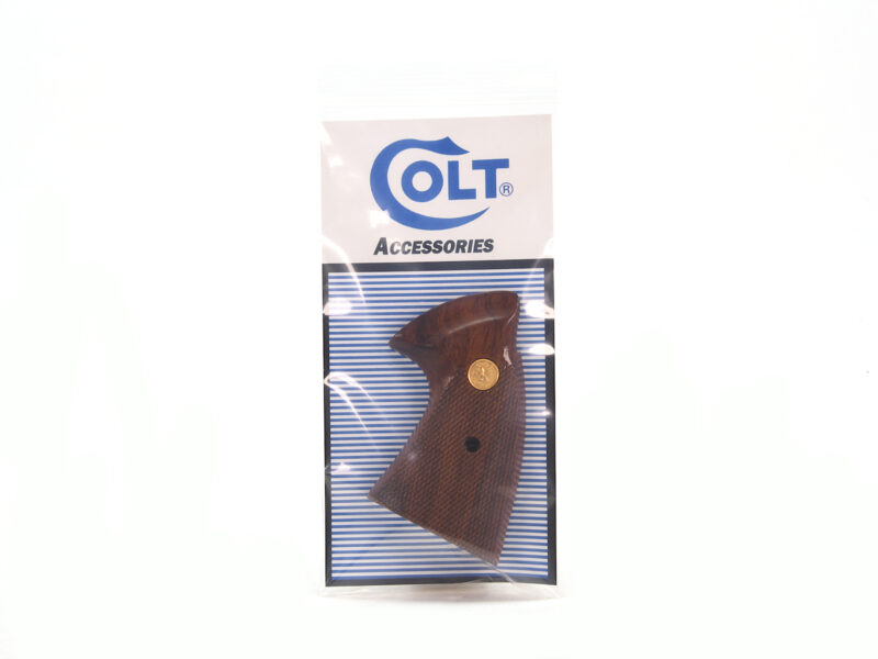 Colt Trooper MK III Checkered Walnut Stocks With Gold Medallions Image 1