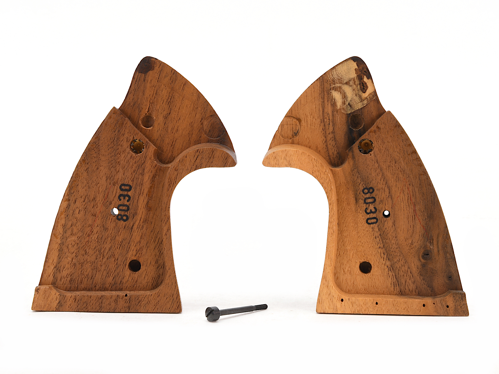 Colt Trooper MK III Checkered Walnut Stocks With Gold Medallions Image 3