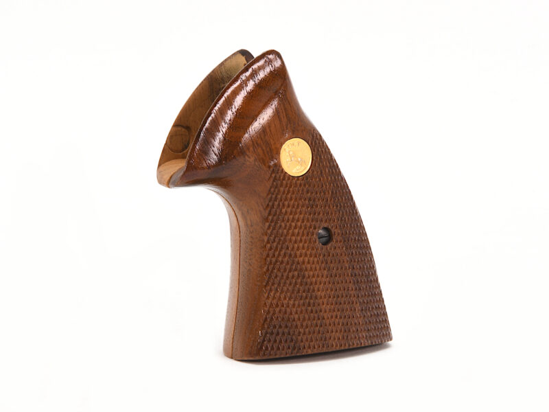 Colt Trooper MK III Checkered Walnut Stocks With Gold Medallions Image 4