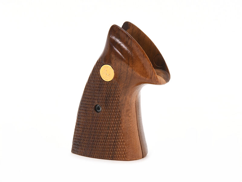 Colt Trooper MK III Checkered Walnut Stocks With Gold Medallions Image 5
