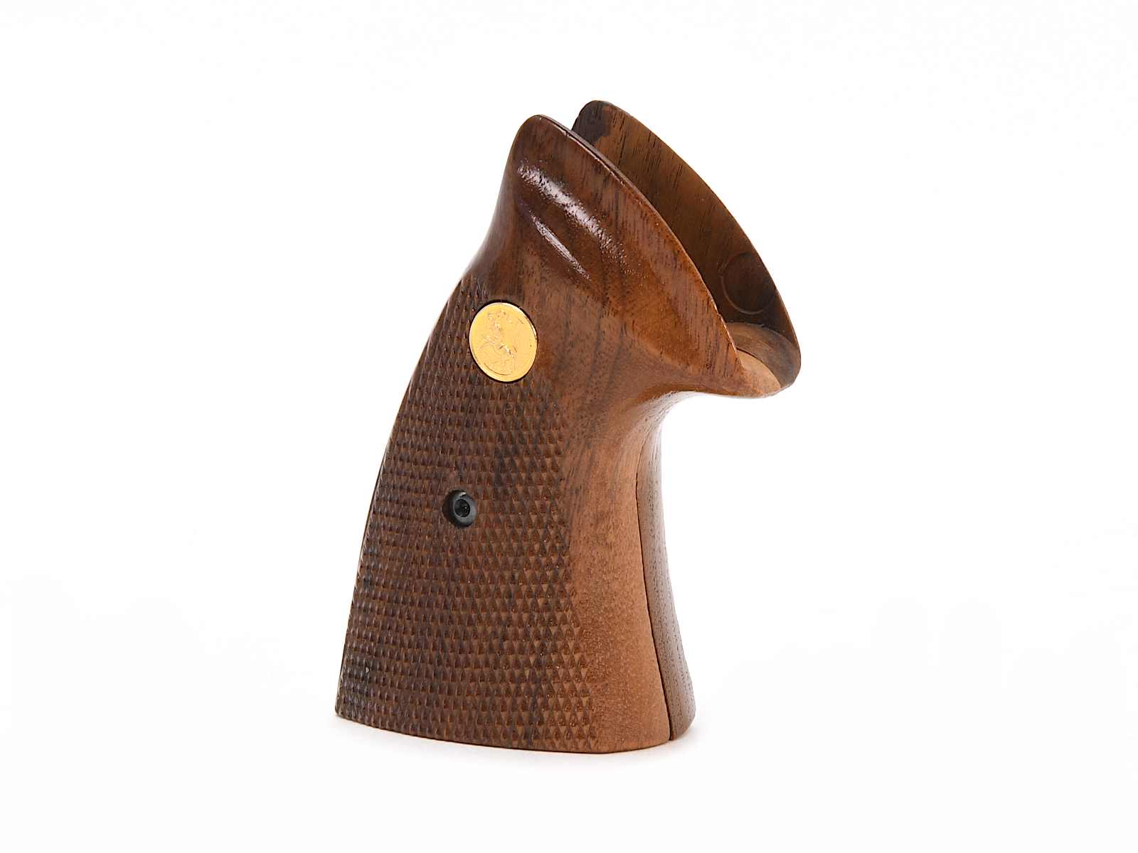 Colt Trooper MK III Checkered Walnut Stocks With Gold Medallions Image 5