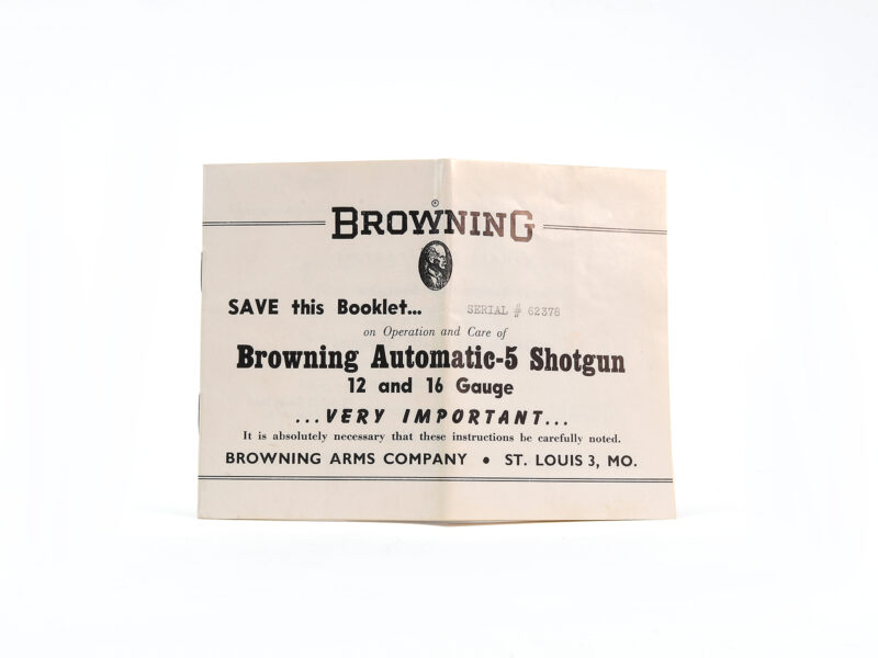 Vintage Browning Auto-5 Shotgun Instructions Image 2