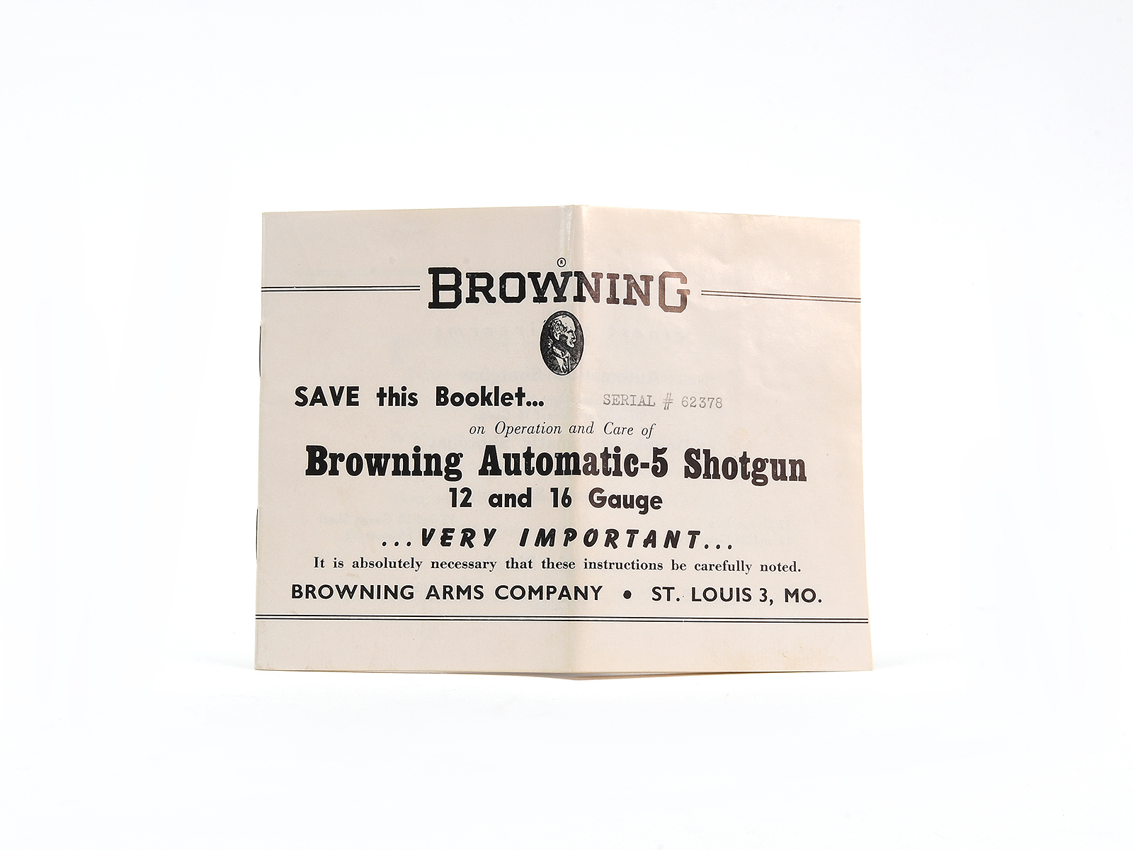 Vintage Browning Auto-5 Shotgun Instructions Image 2