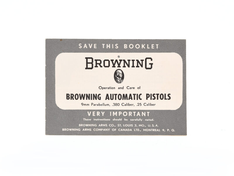Vintage 1960 Browning Automatic Pistols Manual Image 2