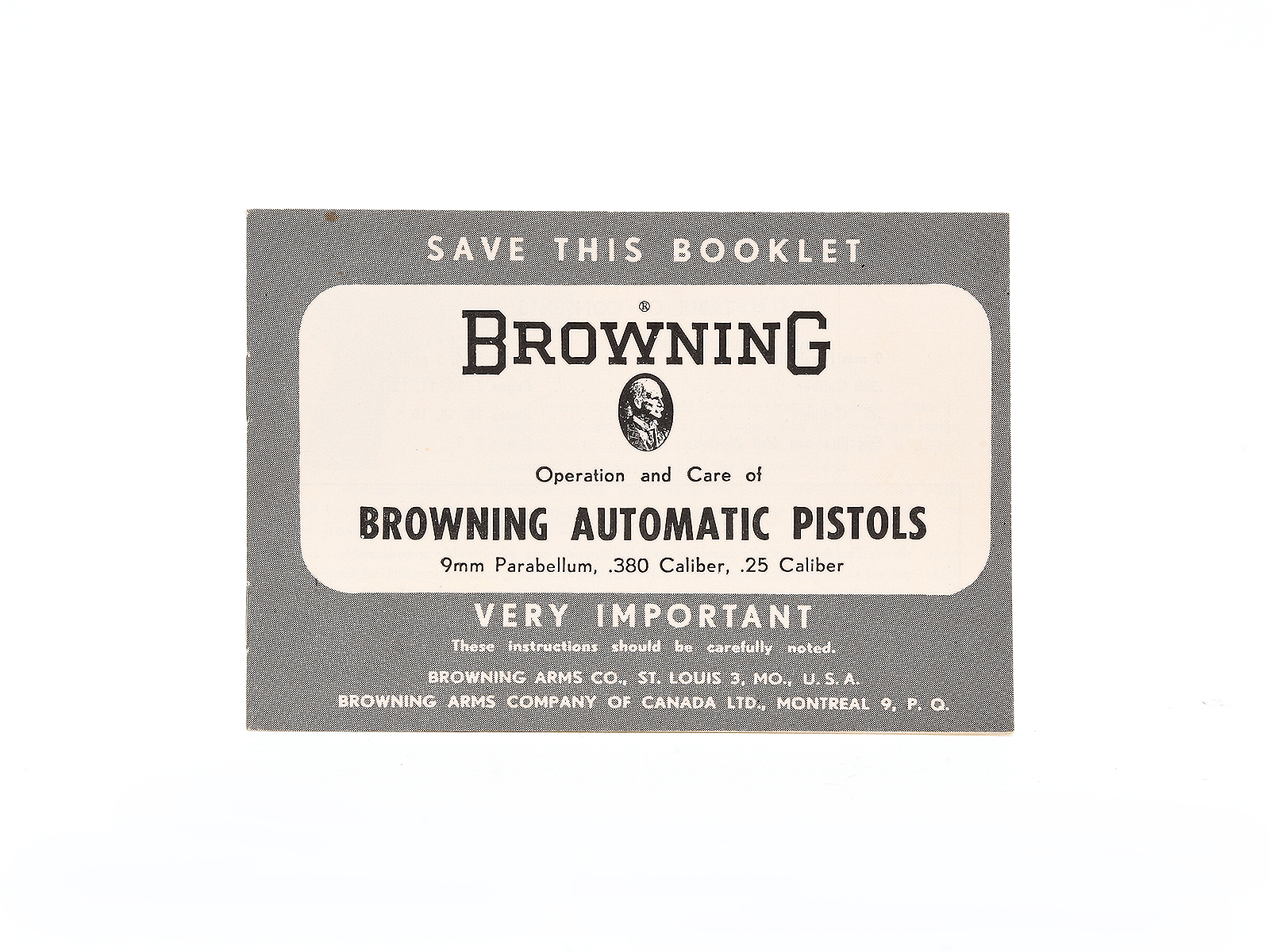Vintage 1960 Browning Automatic Pistols Manual Image 2