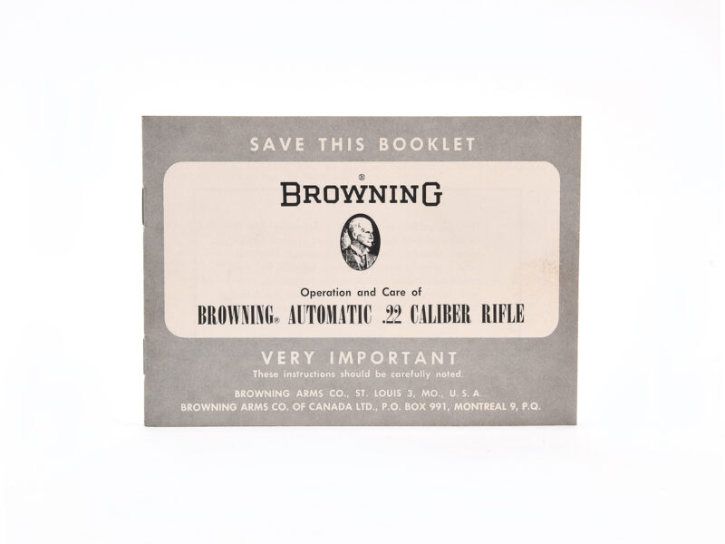Vintage 1961 Browning Automatic .22 Caliber Rifle Manual Image 2