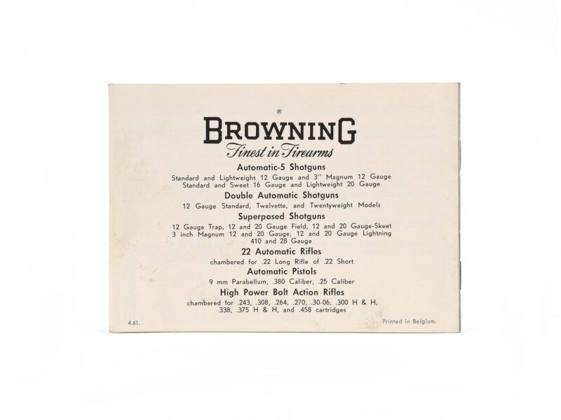 Vintage 1961 Browning Automatic .22 Caliber Rifle Manual Image 3