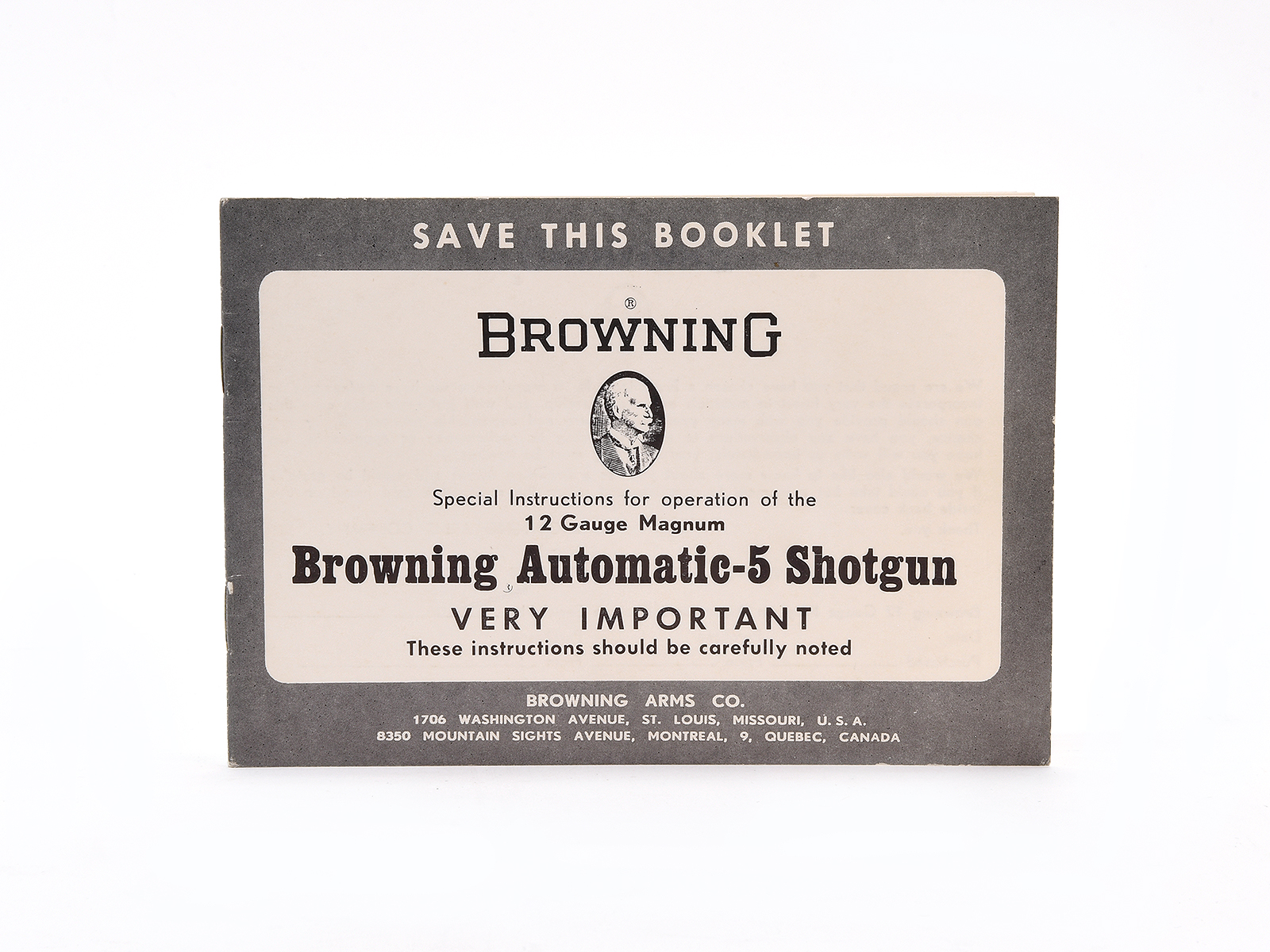 Vintage 1965 Browning Automatic 5 Shotgun Manual Image 1