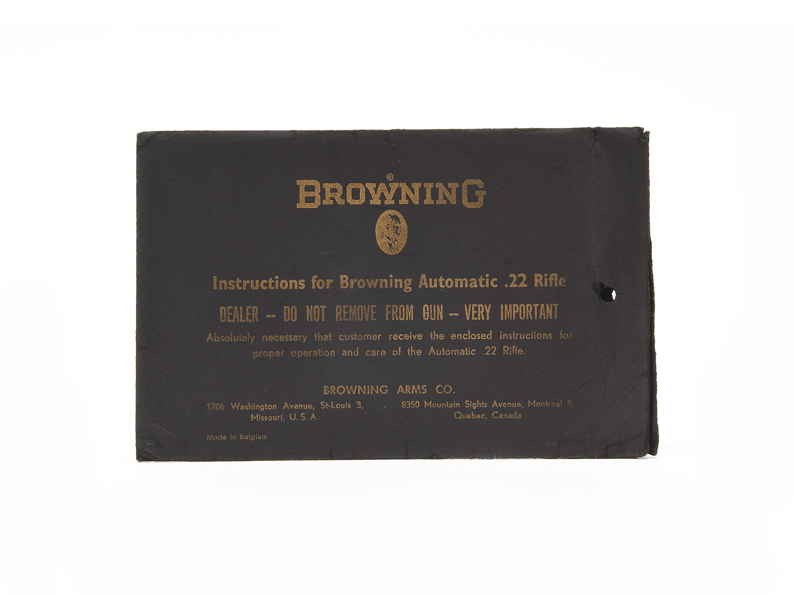 Vintage Browning Automatic .22 Rifle Black Envelope Image 1