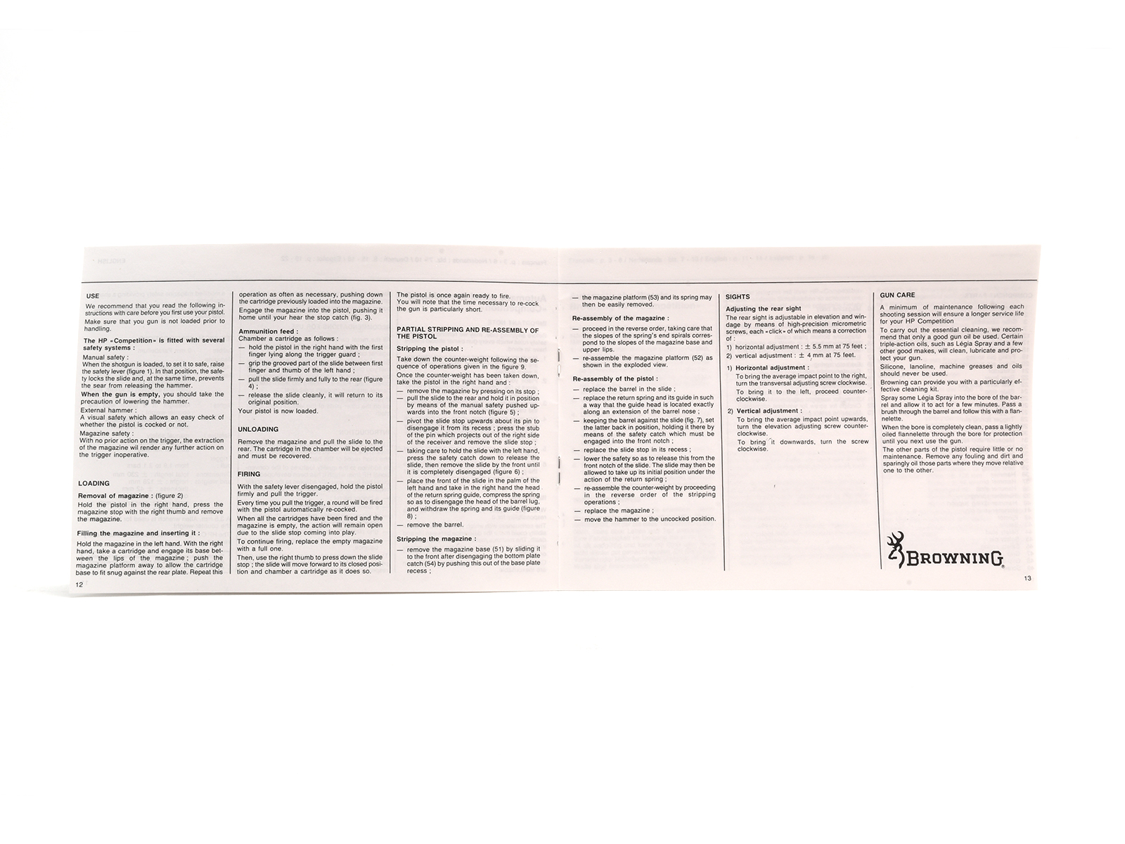 Browning GP Competition Operator's Manual Image 2