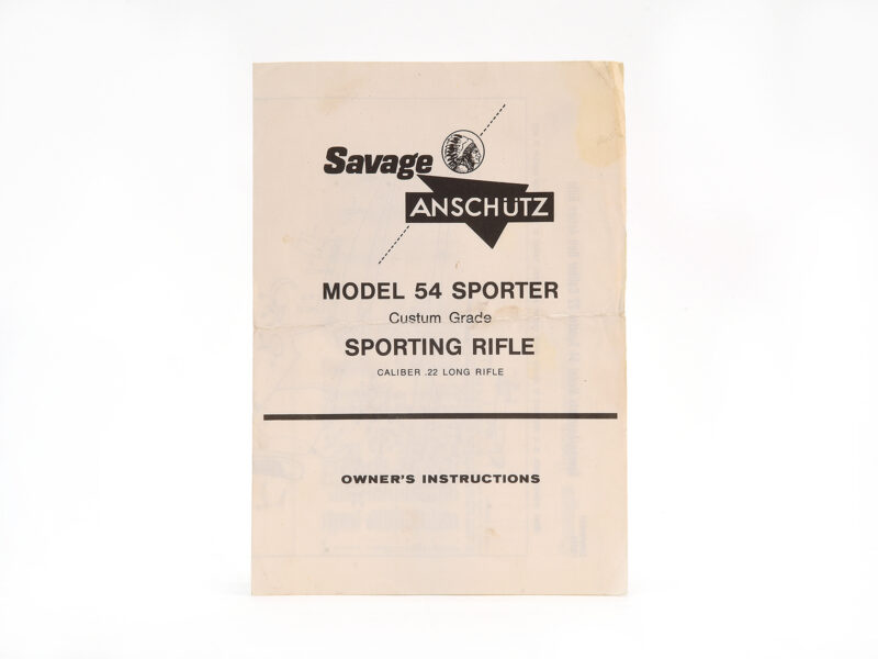 Savage Anschutz Model 54 Sporter Owner's Instructions Image 1