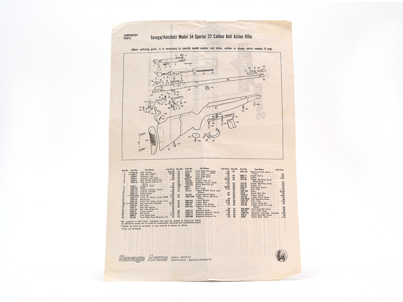 Savage Anschutz Model 54 Sporter Owner's Instructions Image 2