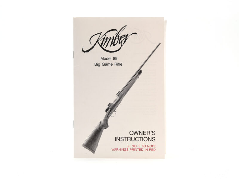 Kimber Model 89 Big Game Rifle Owner's Instructions Image 1