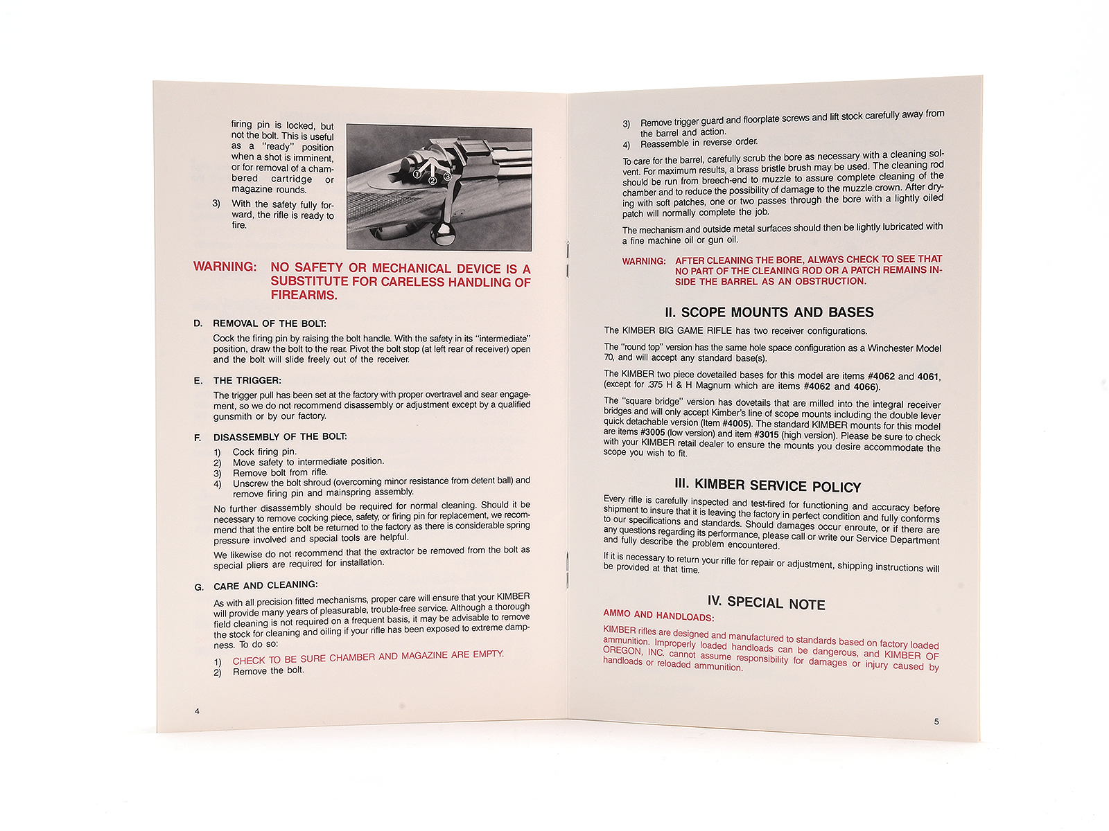 Kimber Model 89 Big Game Rifle Owner's Instructions Image 3