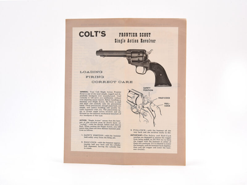 Colt Frontier Scout Revolver Manual #FS 1000-1 12-66 Image 2