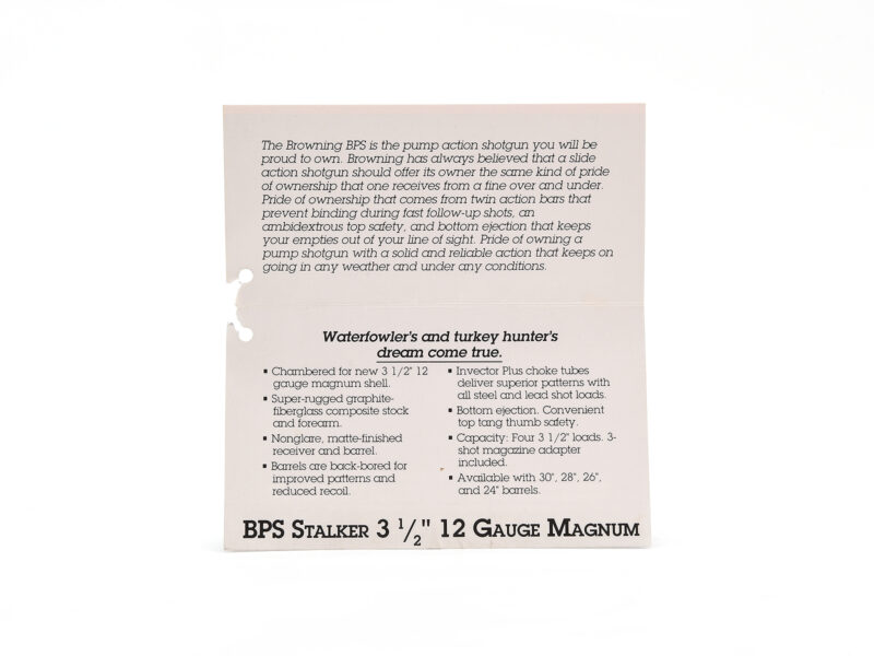 Browning BPS Stalker 3.5in 12 ga Magnum Hang Tag Image 2