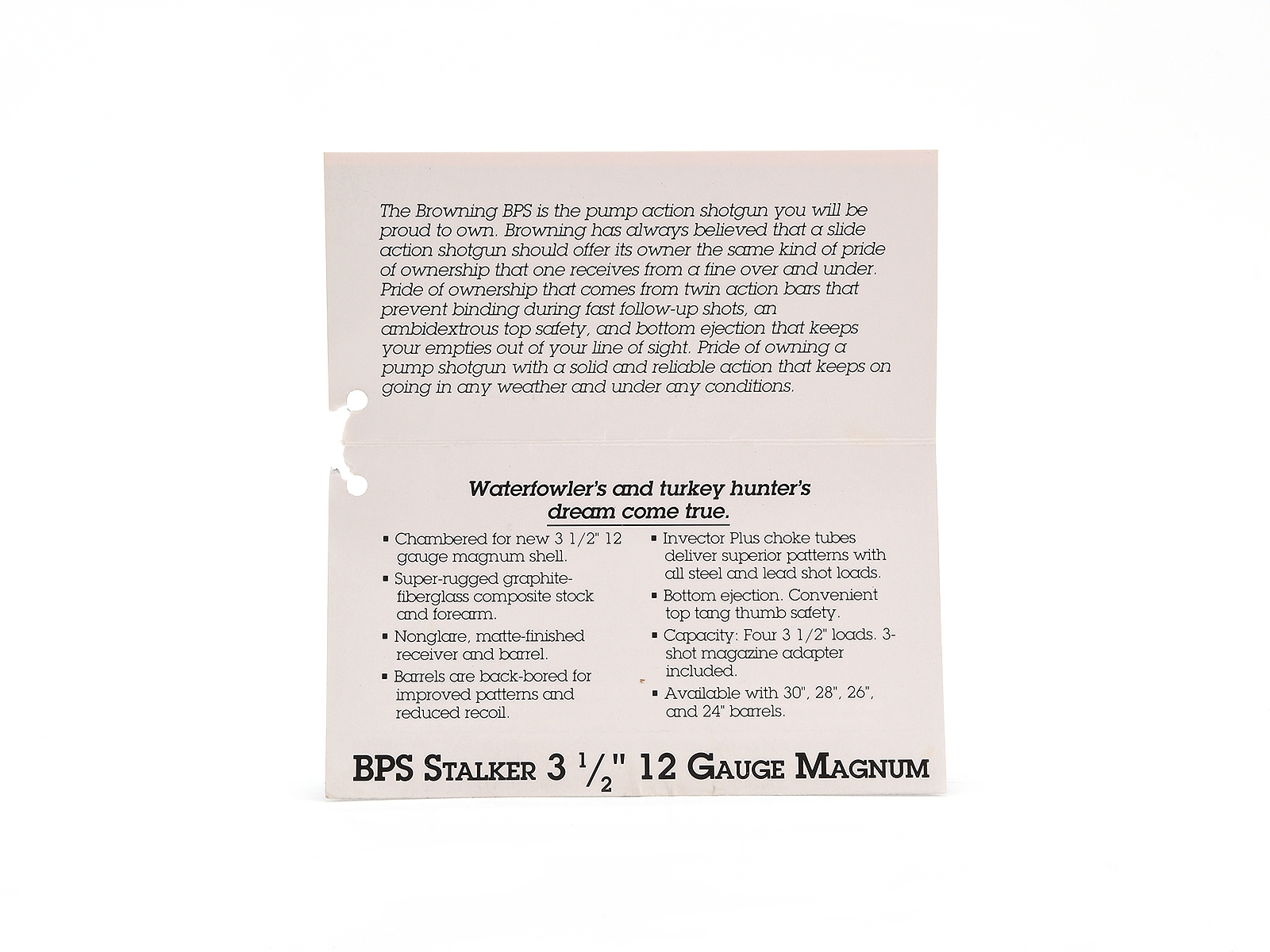 Browning BPS Stalker 3.5in 12 ga Magnum Hang Tag Image 2